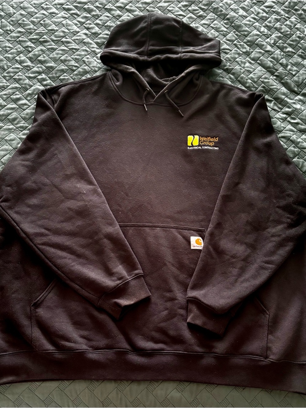 Carhartt Black Hooded Sweatshirt with Yellow Weifield Group Logo